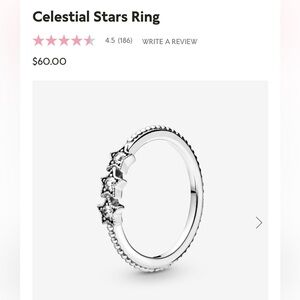 PANDORA Celestial Stars Ring Size 5